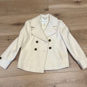 Banana Republic White Double-Breasted Pea Coat